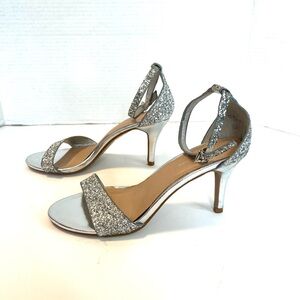 J. Adams Glitter Silver Heels Size 6.5